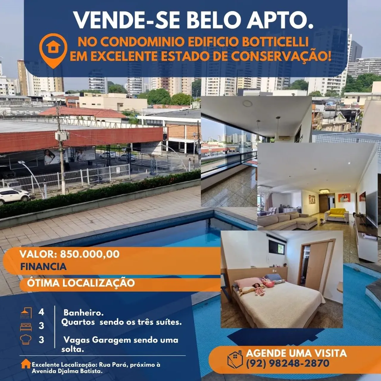 *Venda- Belo Apartamento com 4 Quartos no Cond. Boticeli. - Manaus - AM