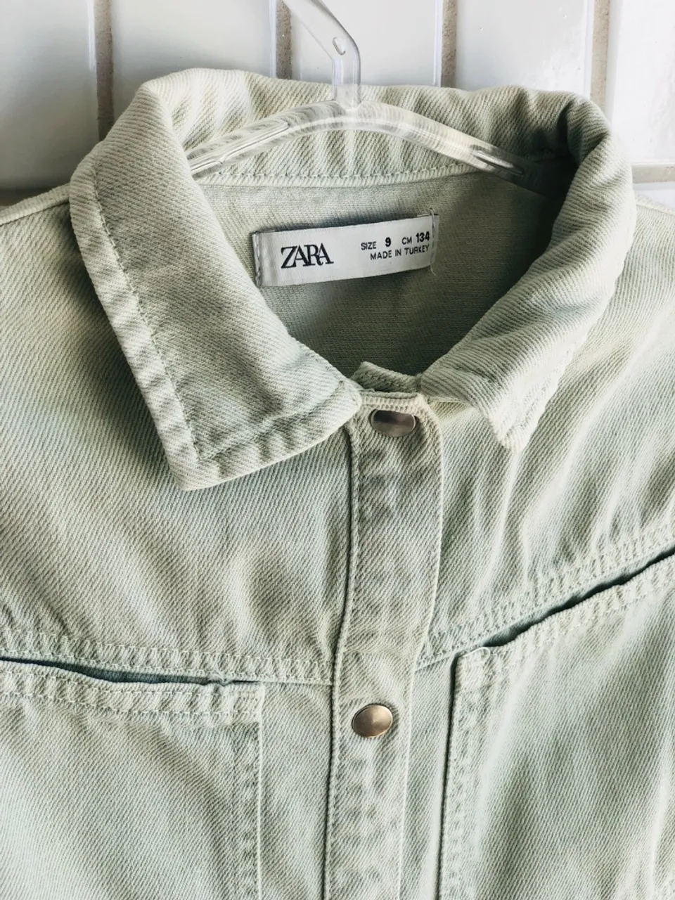 Macaquinho Jeans Zara Infantil Verde Claro
