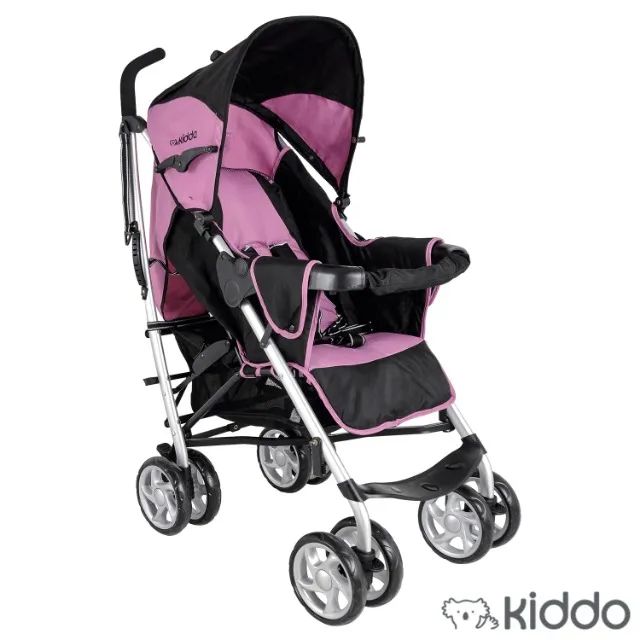Carrinho de bebê Kiddo, modelo cross, rosa e preto