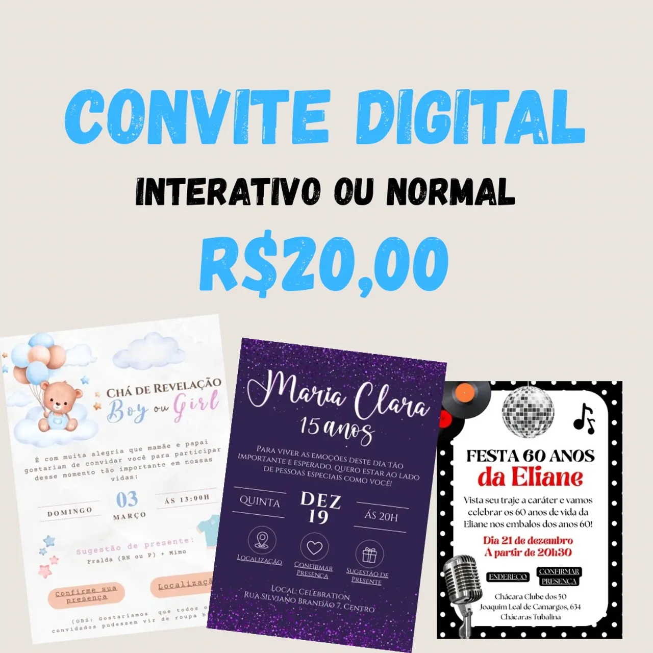 CONVITE DIGITAL para QUALQUER OCASIÃO 