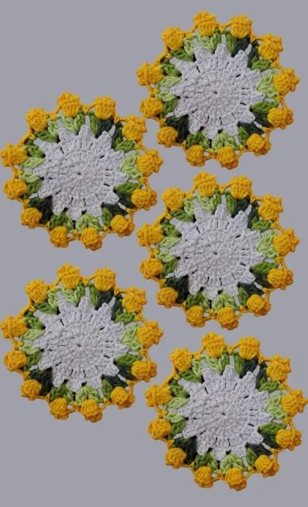 Jogo de 4 Coasters de Crochê para Copos - Foto 3