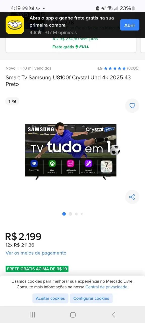 Smart TV Samsung 43" Crystal UHD 4K quase nova U8100F - Foto 4