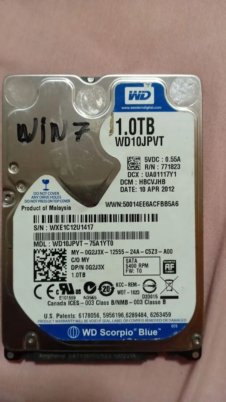 Lote de  7HDs Sata para notebook 