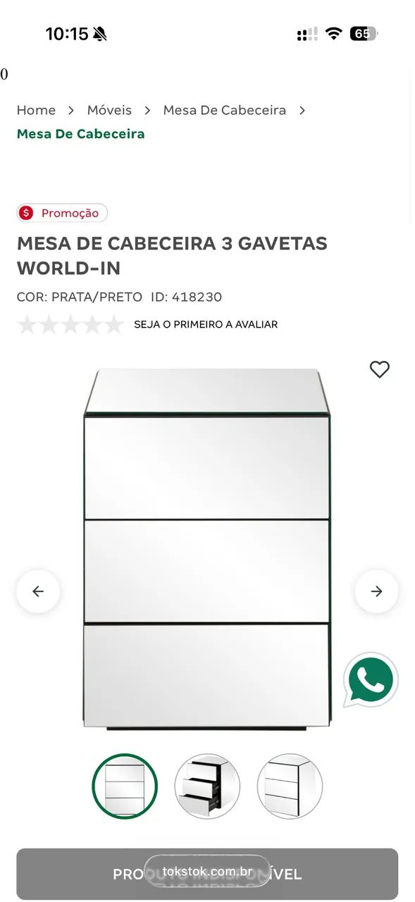 Criado mudo espelhado Tock stok