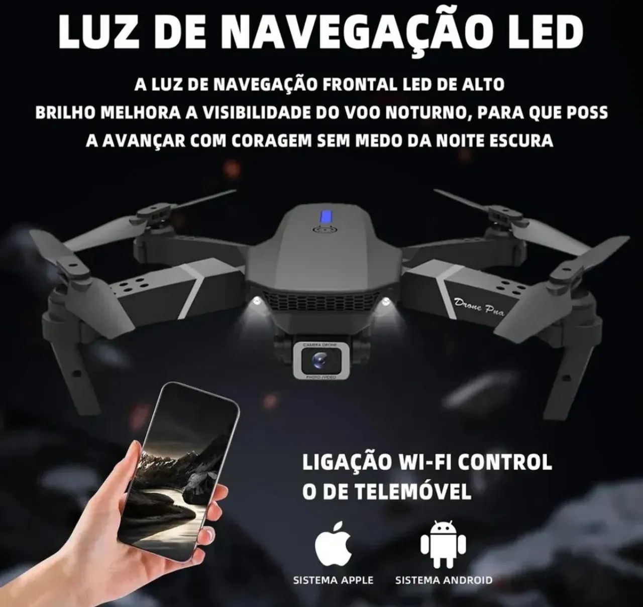 Drone E88 com Câmera e 2 Baterias (Novo) - Foto 5