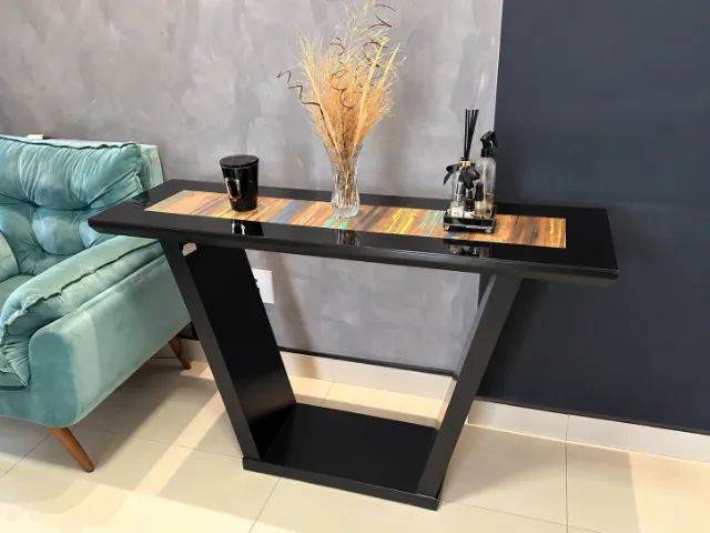 Aparador de sala preto Nell Móveis - modelo Aziz