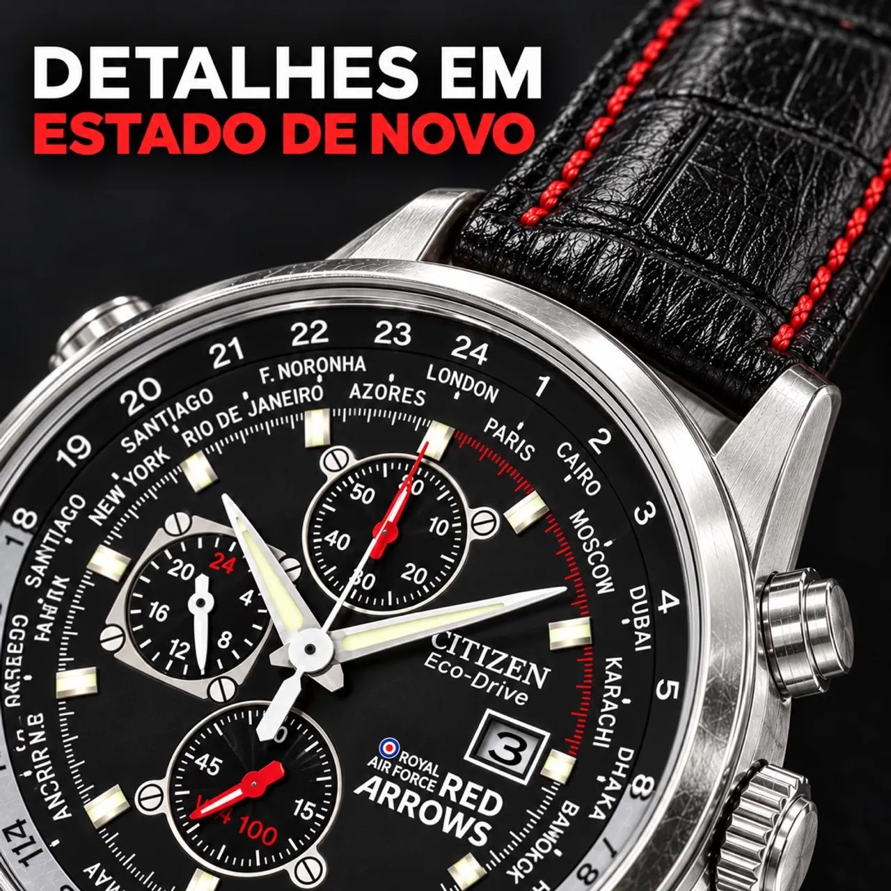 Relógio citzen red arrows eco drive completo  - Foto 4