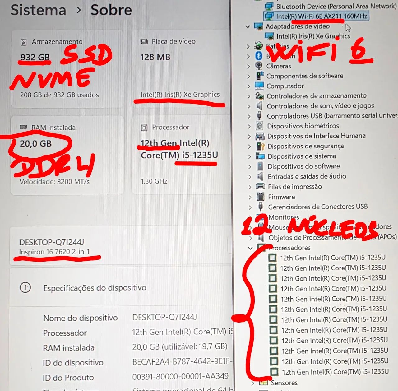 Dell 7620 Notebook e Tablet 2-in-1 16p, Ac Cart,i5 12ªg,20GB,SSD Nvme 1TB,Wi-Fi 6E, - Foto 3