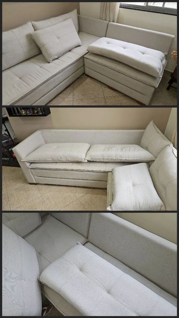 Sofá Canto Modular em L - Cinza claro em linho - Foto 5