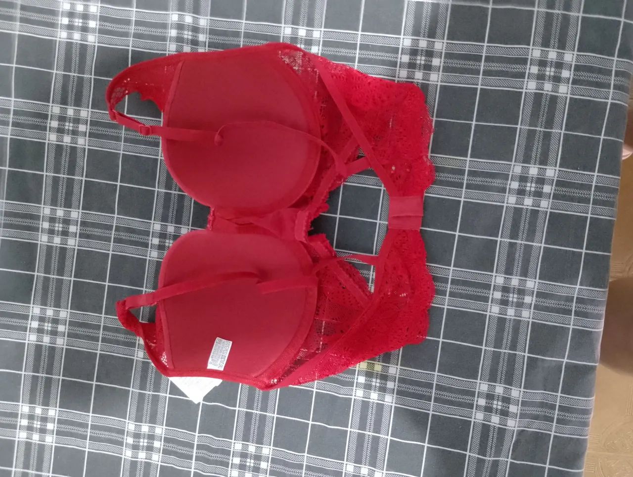 Sutiã de renda meia taça vermelho  - Foto 5