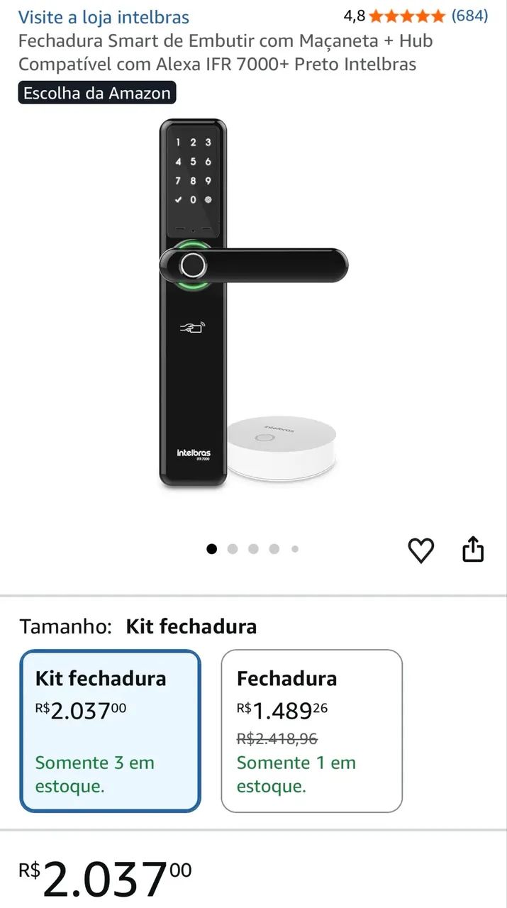 Fechadura inteligente Intelbras IRF7000+
