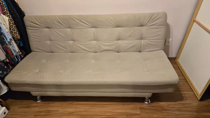 Sofá cama Bege tecido Suede