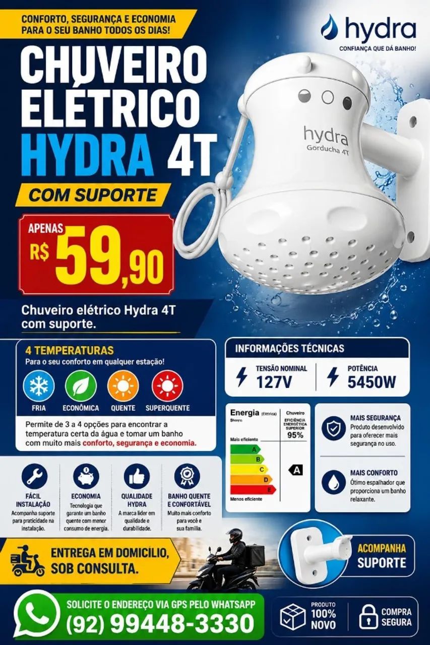 Chuveiro elétrico Hydra 4T 