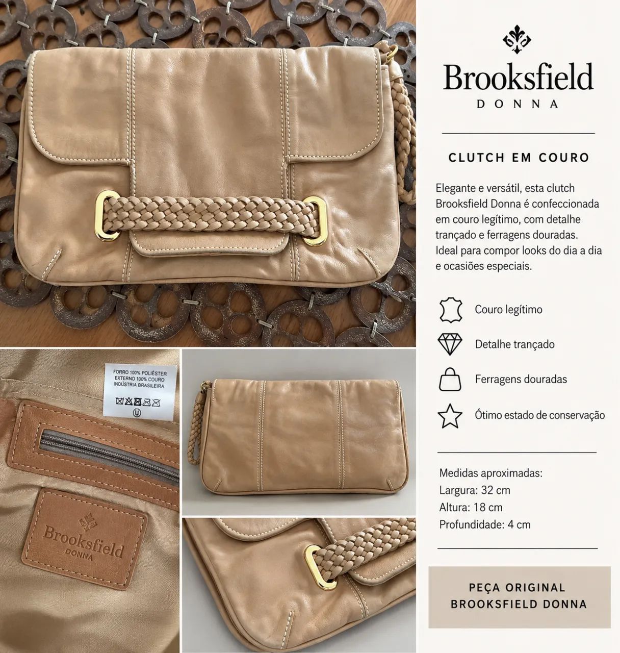 Clutch Brooksfield Donna em Couro