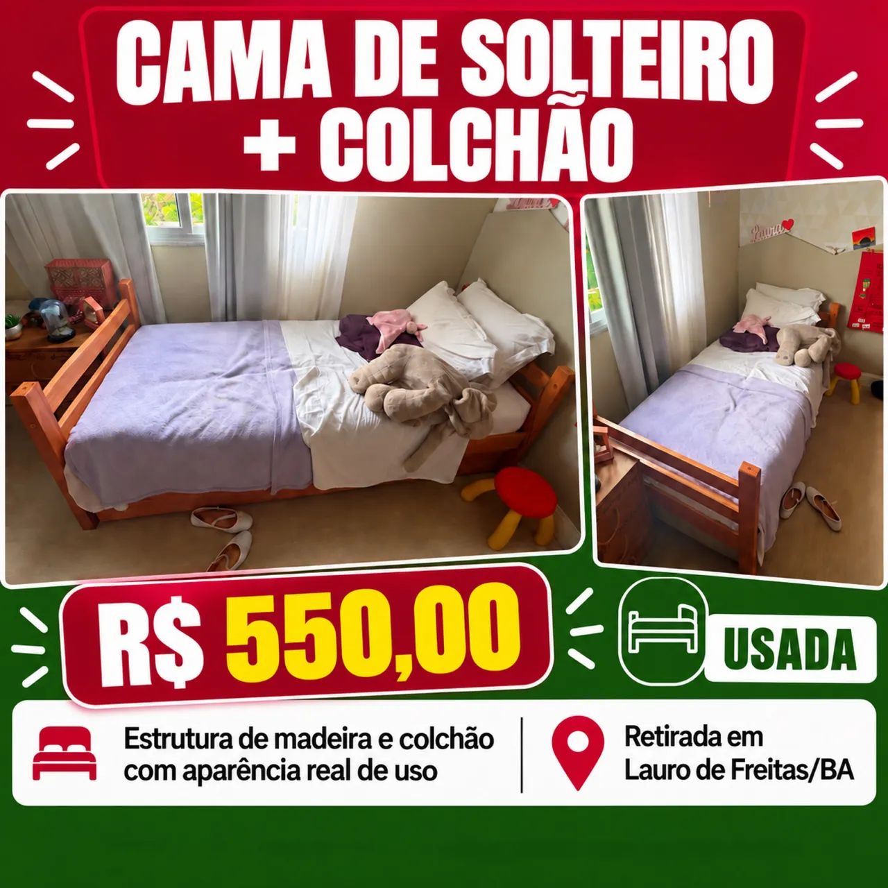 Cama de solteiro com colchão  - Foto 3