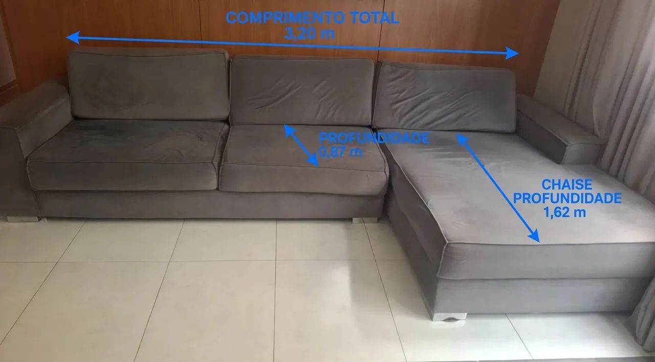 Sofá com chaise cinza  - Foto 3