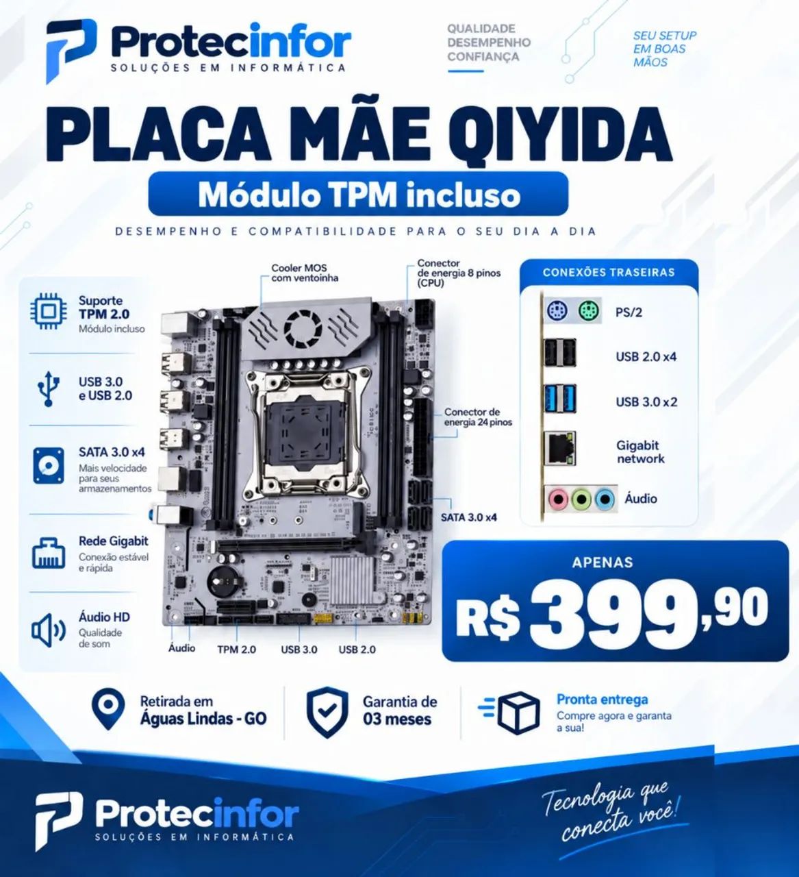 Placa mãe X99 D4 QIYID DDR4 TPM 2.0 NOVA