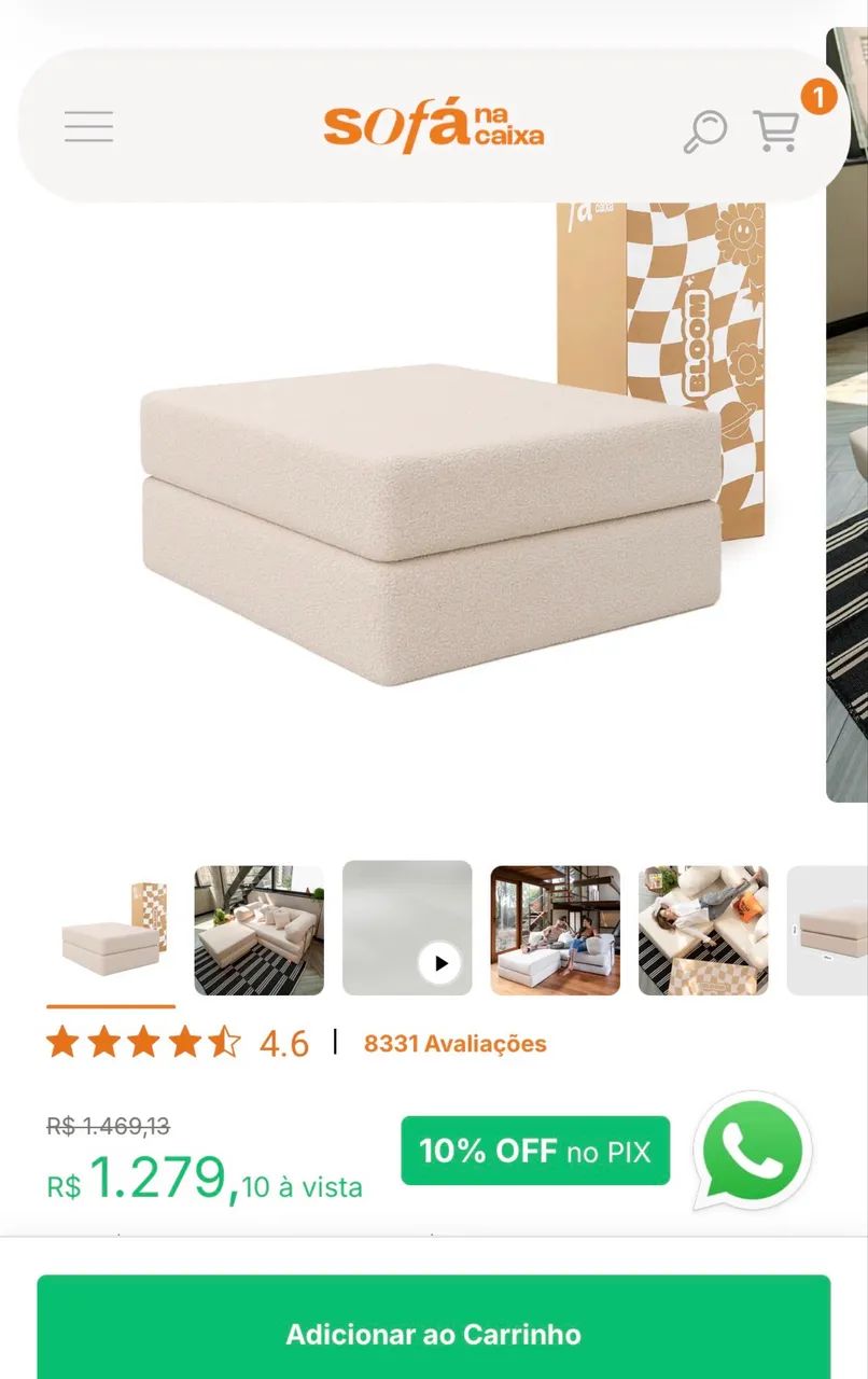 Pufe / Apoio de pé / Chaise sofá na caixa sofá cama Bloom - Foto 4