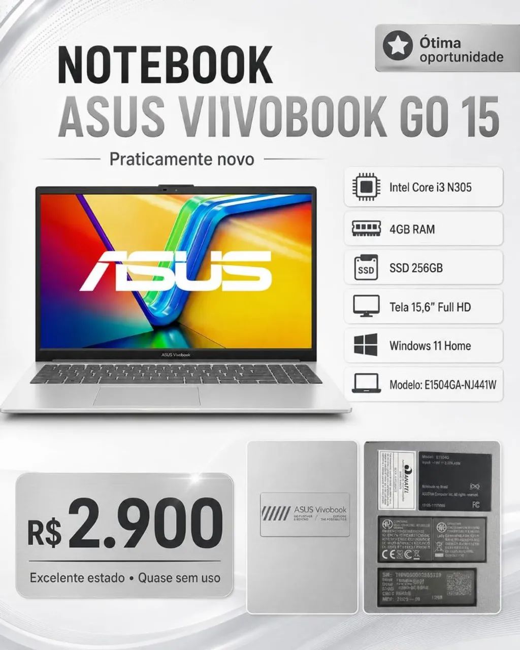 Notebook ASUS Vivobook Go 15 