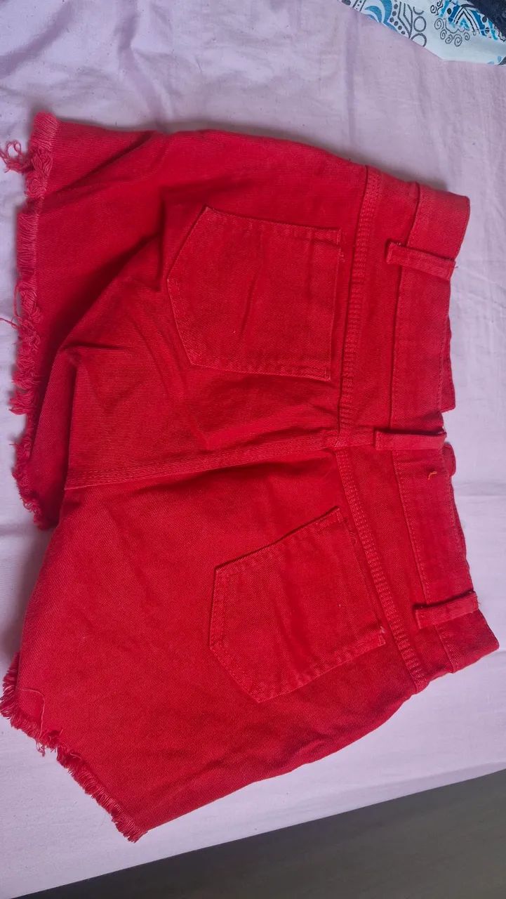 Short jeans vermelho  - Foto 2
