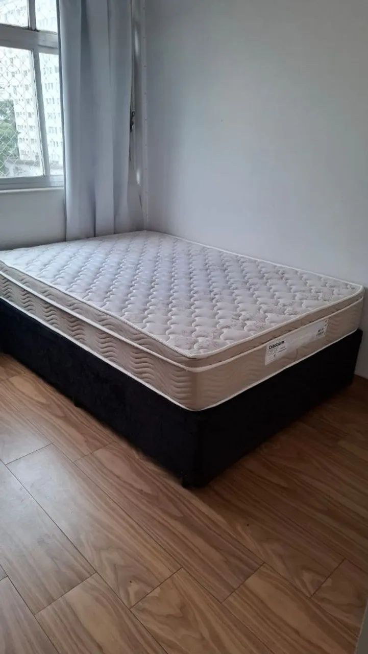 Cama Box Baú Colchão Ortobom Airtech Springpocket+Kit lençol