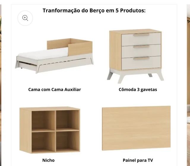 Berço 5 em 1 (cama e bicama) - Foto 4
