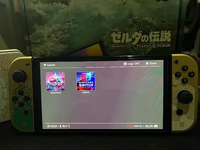 Nintendo Switch Oled Zelda Desbloqueado + Caixa + Sd 128gb