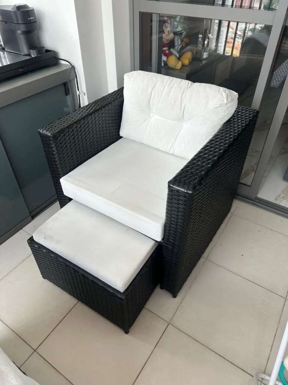 2 Poltronas de área externa Impermeáveis com Puff baú