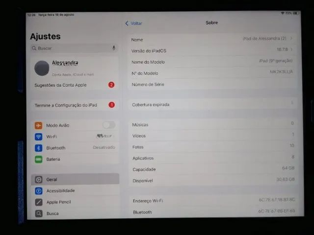 ipad 10,2 polegadas MODELO A2602 prata - Foto 2