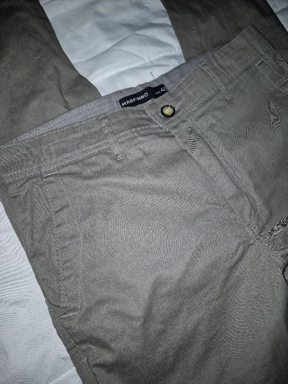 Calça masculina cinza Marfinno slim 42 