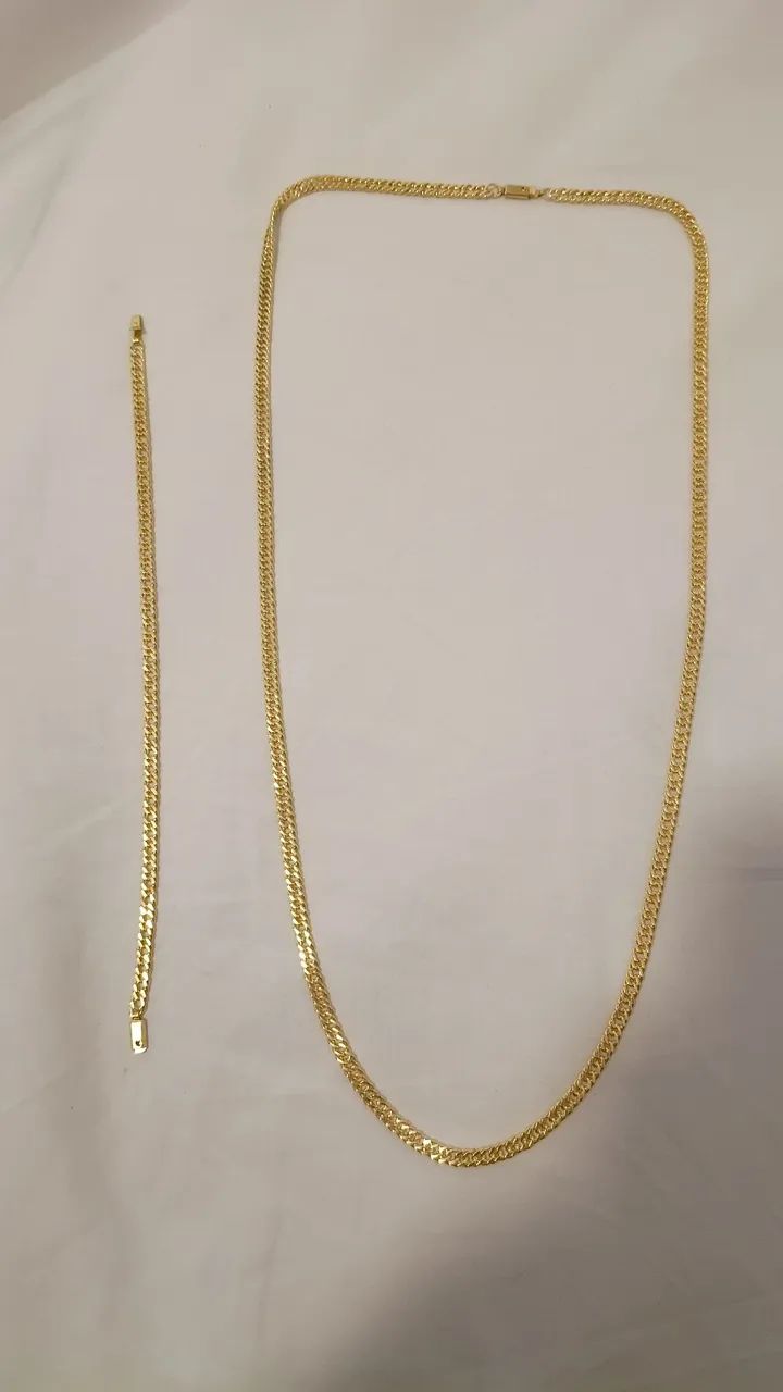 Corrente e pulseira de moeda antiga 4mm  - Foto 2