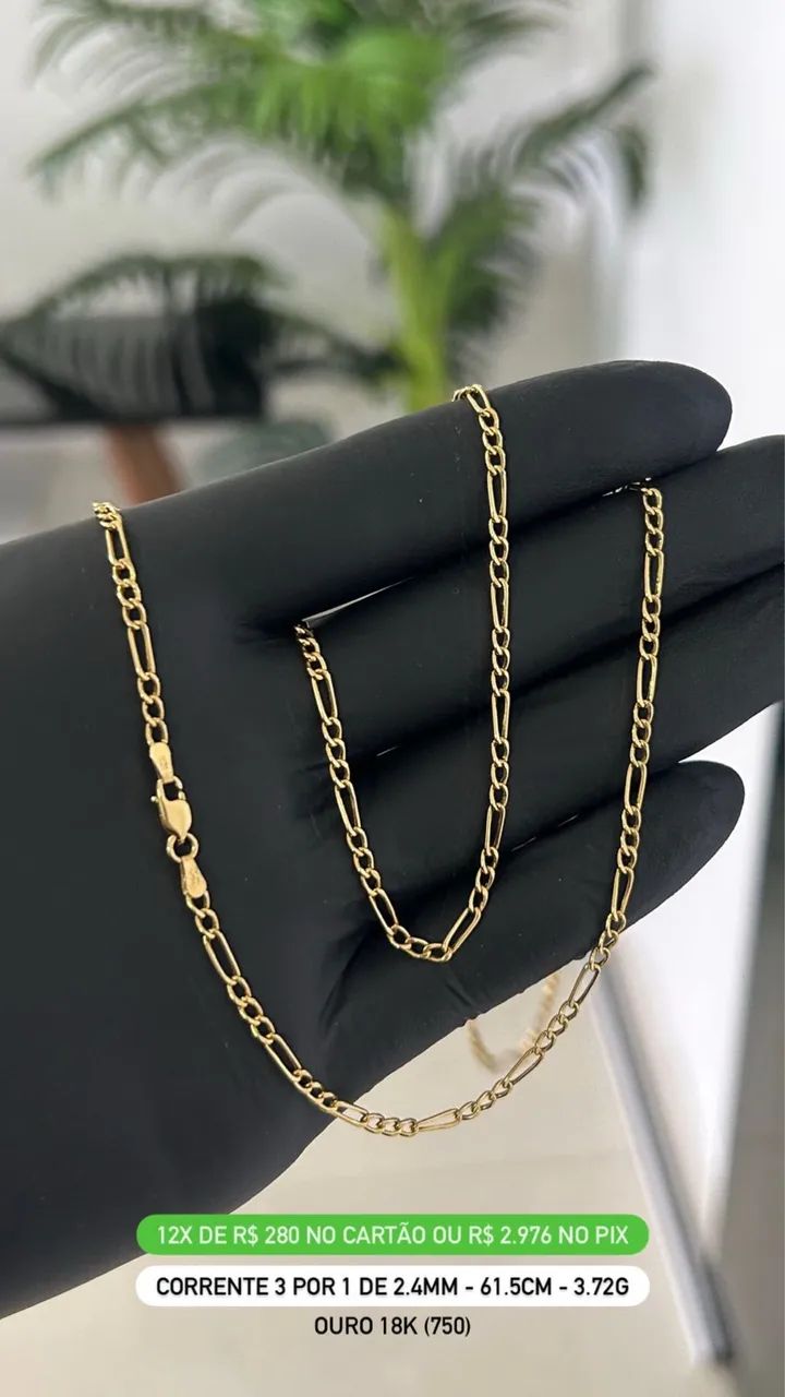 Cordão ouro 18 modelo 3 por 1