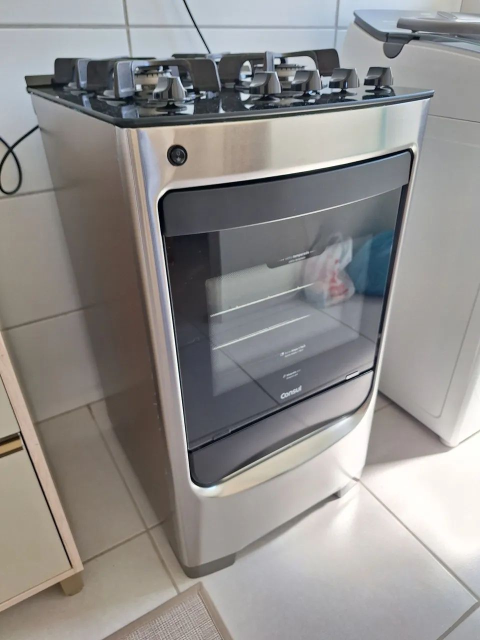 Fogão Consul 4 Bocas Inox Mesa de Vidro