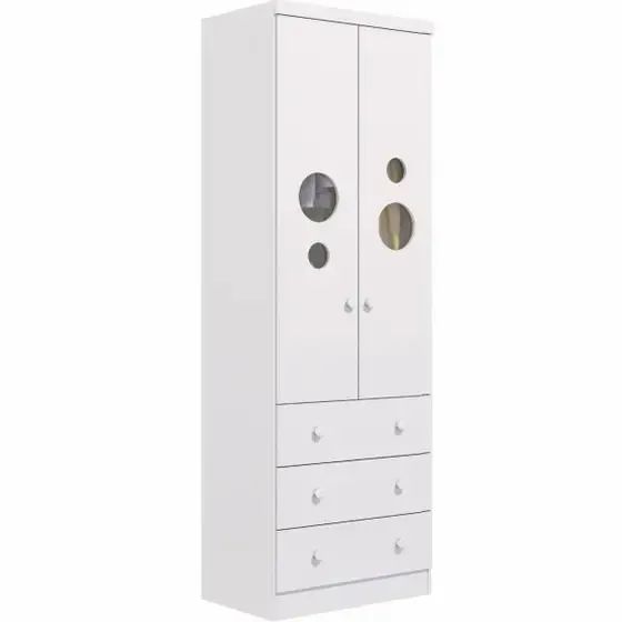 Roupeiro Bolinha 2 Portas, 100% MDF - Peroba - Foto 3