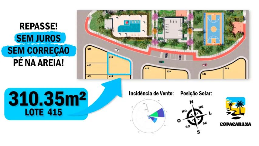 Lote de Esquina | 310,35 m² (Alto Padrão) - Copacabana Beach Residence Barra dos Coqueiros - Foto 4