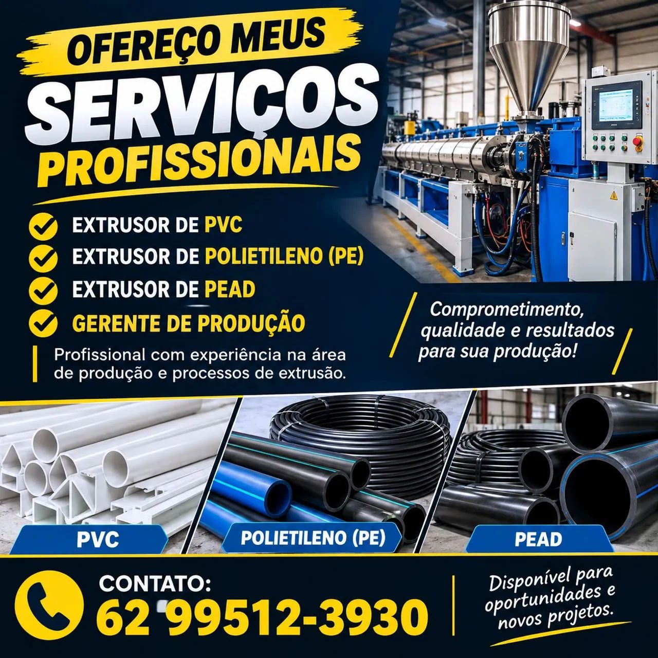 Sou extrusor e gerente industrial segmento plástico 