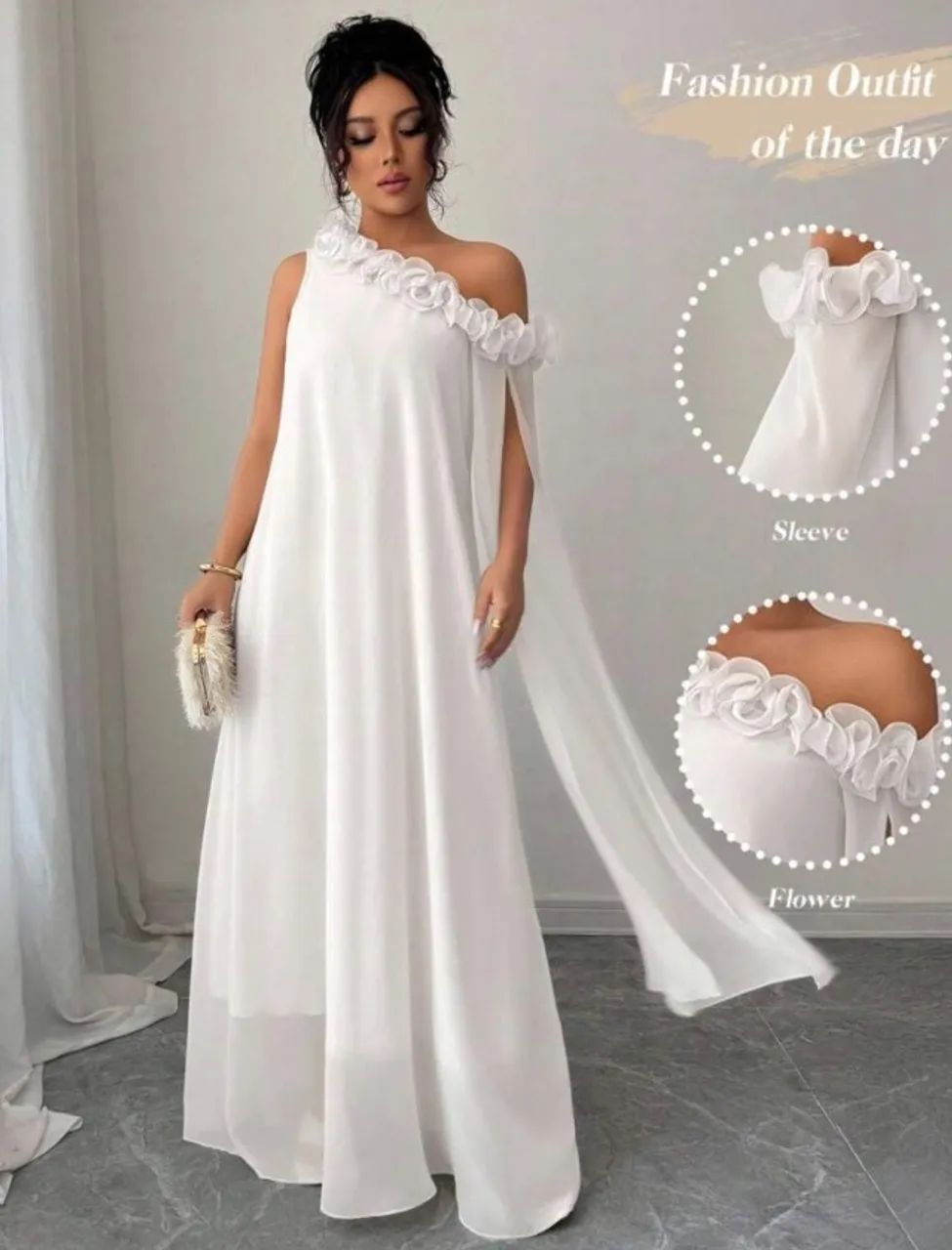 Vestido longo ombro a ombro Branco