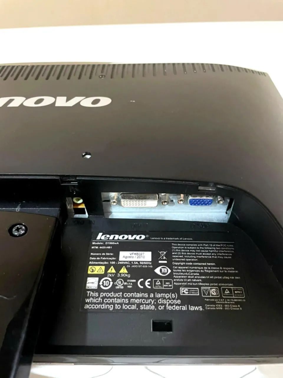 MONITOR LENOVO D1960WA 19" - USADO, FUNCIONANDO PERFEITAMENTE - Foto 5