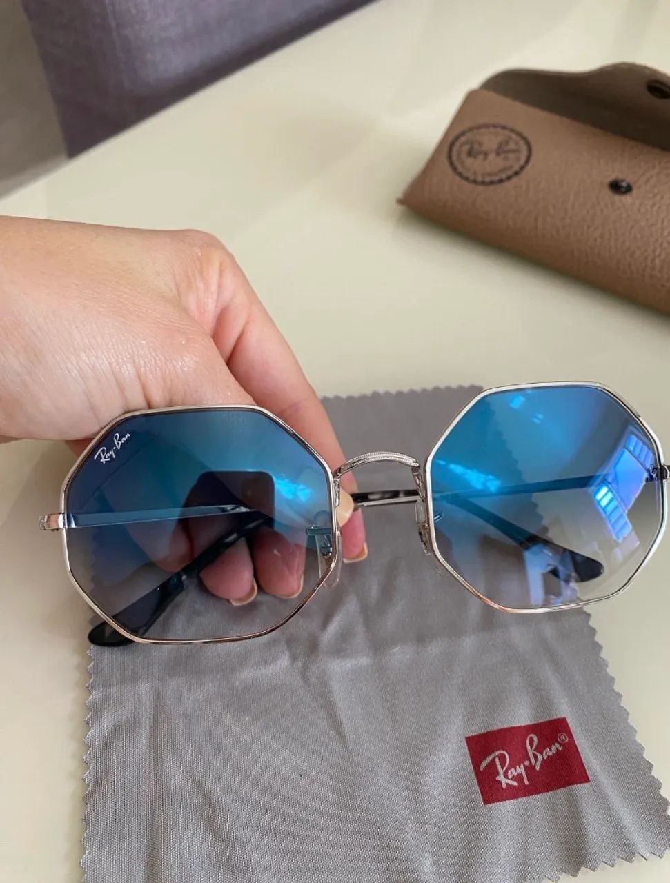 óculos de sol octagon 1972 ray-ban lente azul degrade - Foto 3