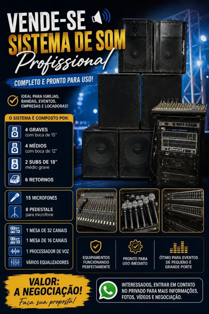 Equipamentos de som  valores a negociação