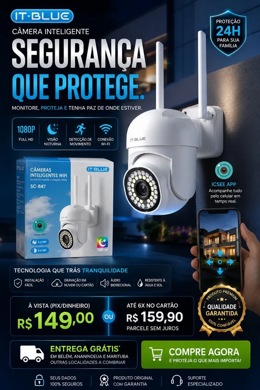 Câmera Wifi Inteligente (entrega gratis) 