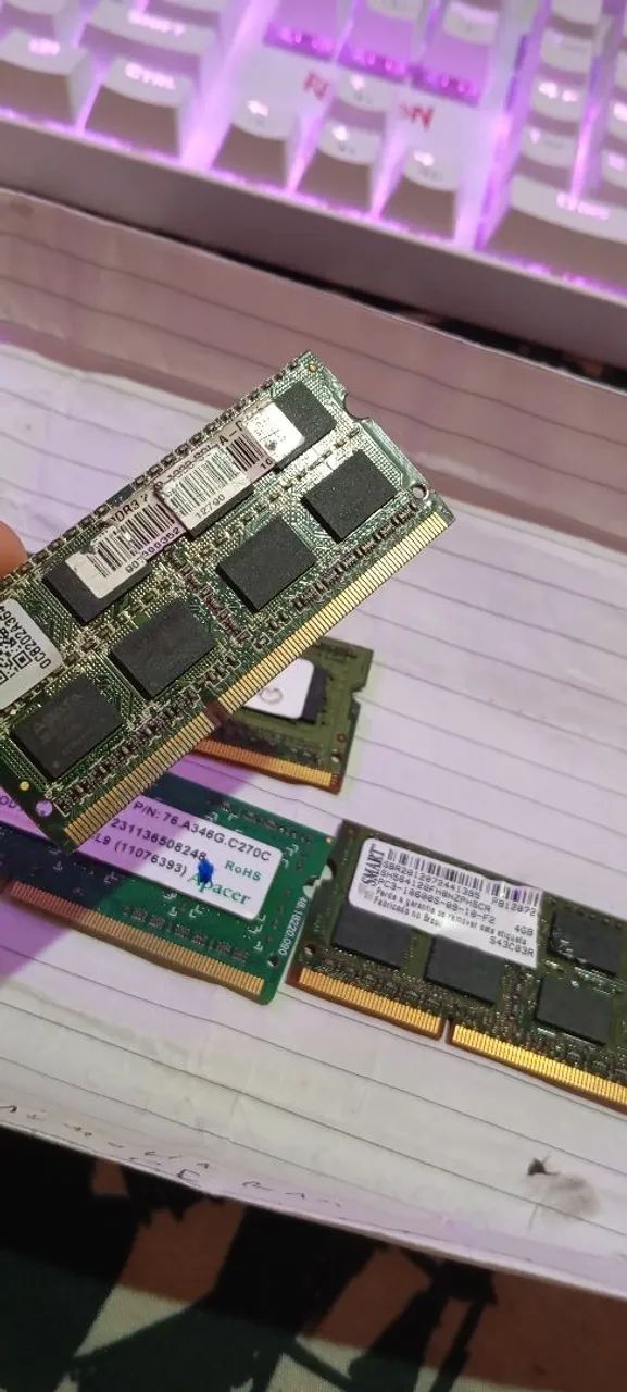 Memórias ram notebook 