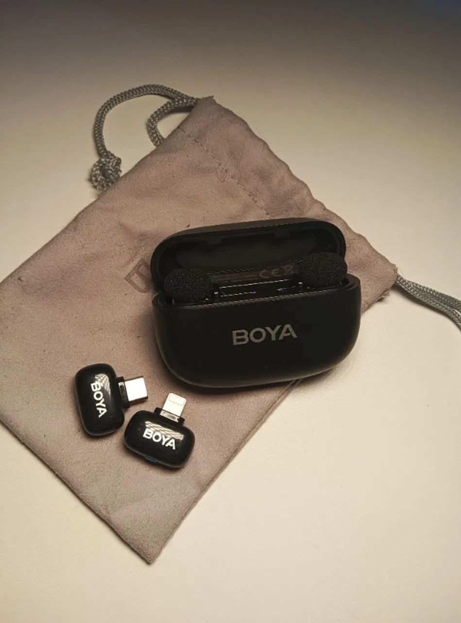 Microfone Boya mini USB C e ligthning 