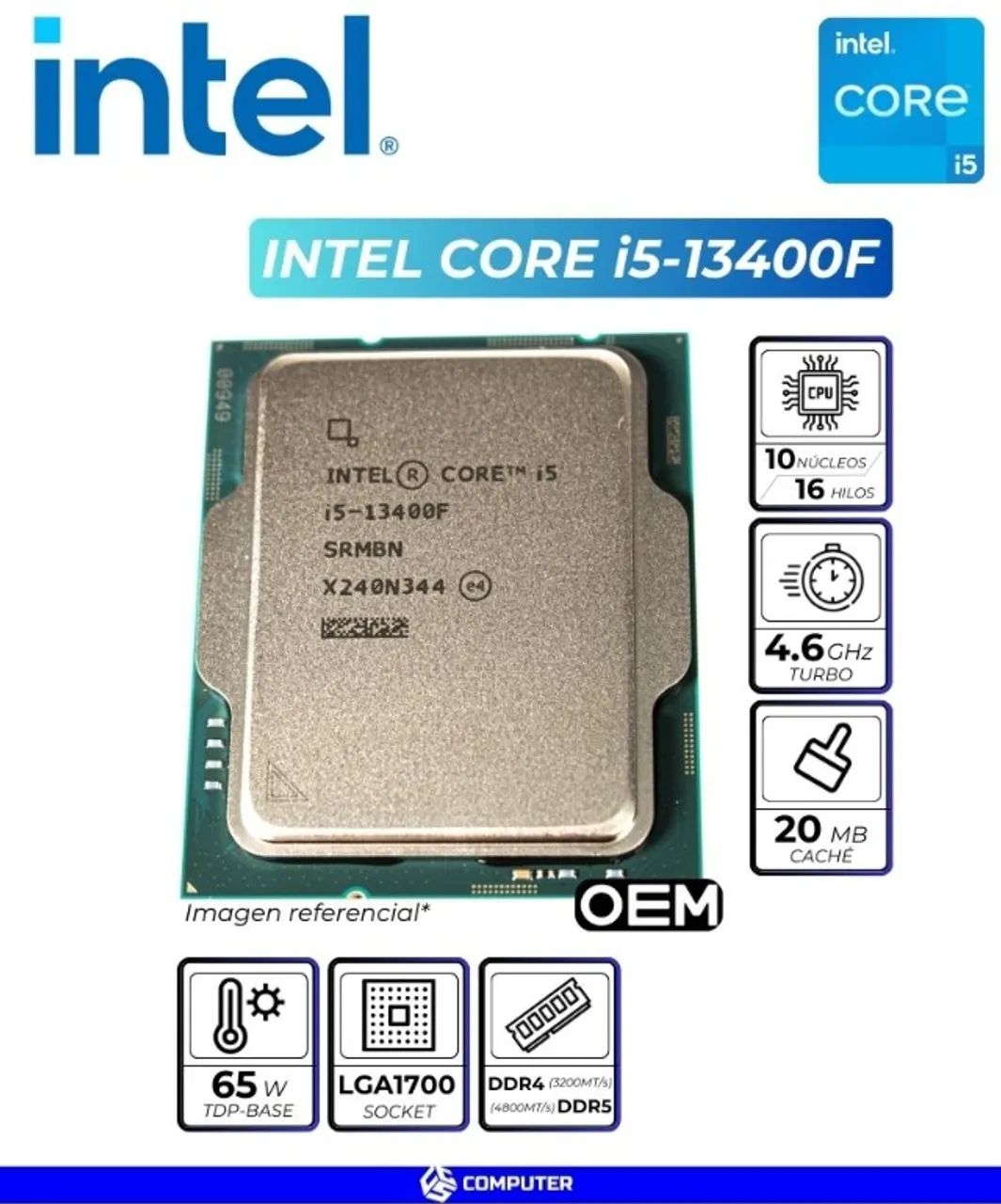 Processador Intel Core i5 13400F 2.5GHz (4.6GHz Turbo), 13ª Ger.10-Cores 16-Threads OEM - Foto 2