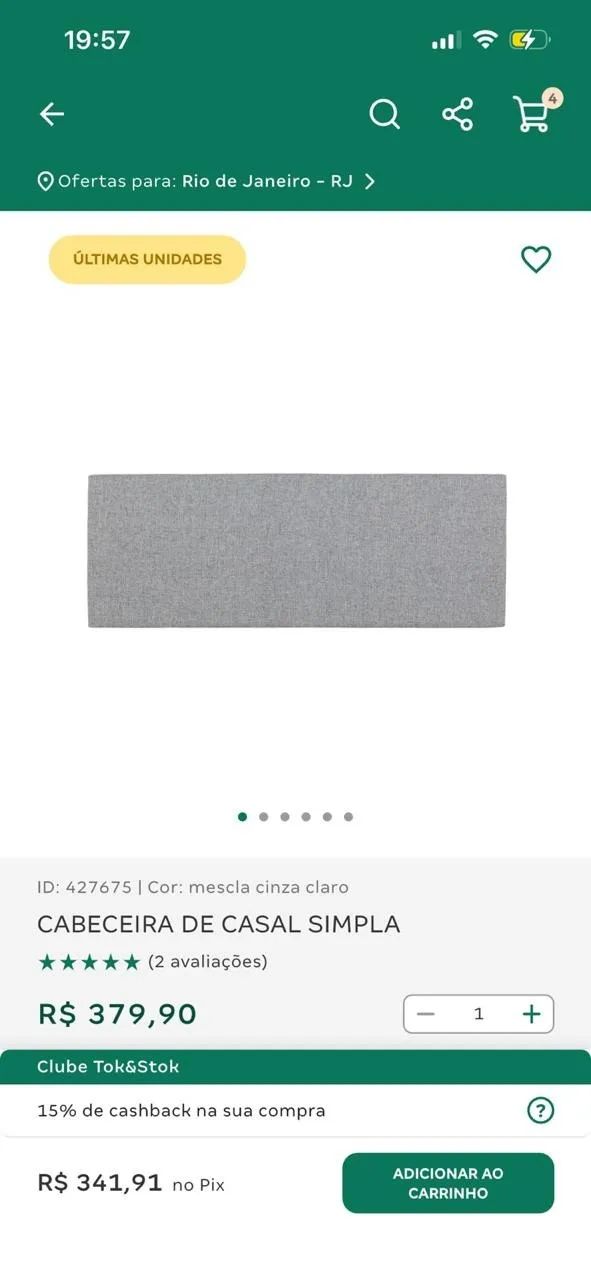 Cabeceira Casal Tok&Stok - Foto 2