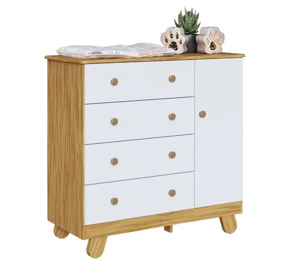Comoda Pingo 1 Porta Lisa, 100% MDF - Peroba - Foto 4