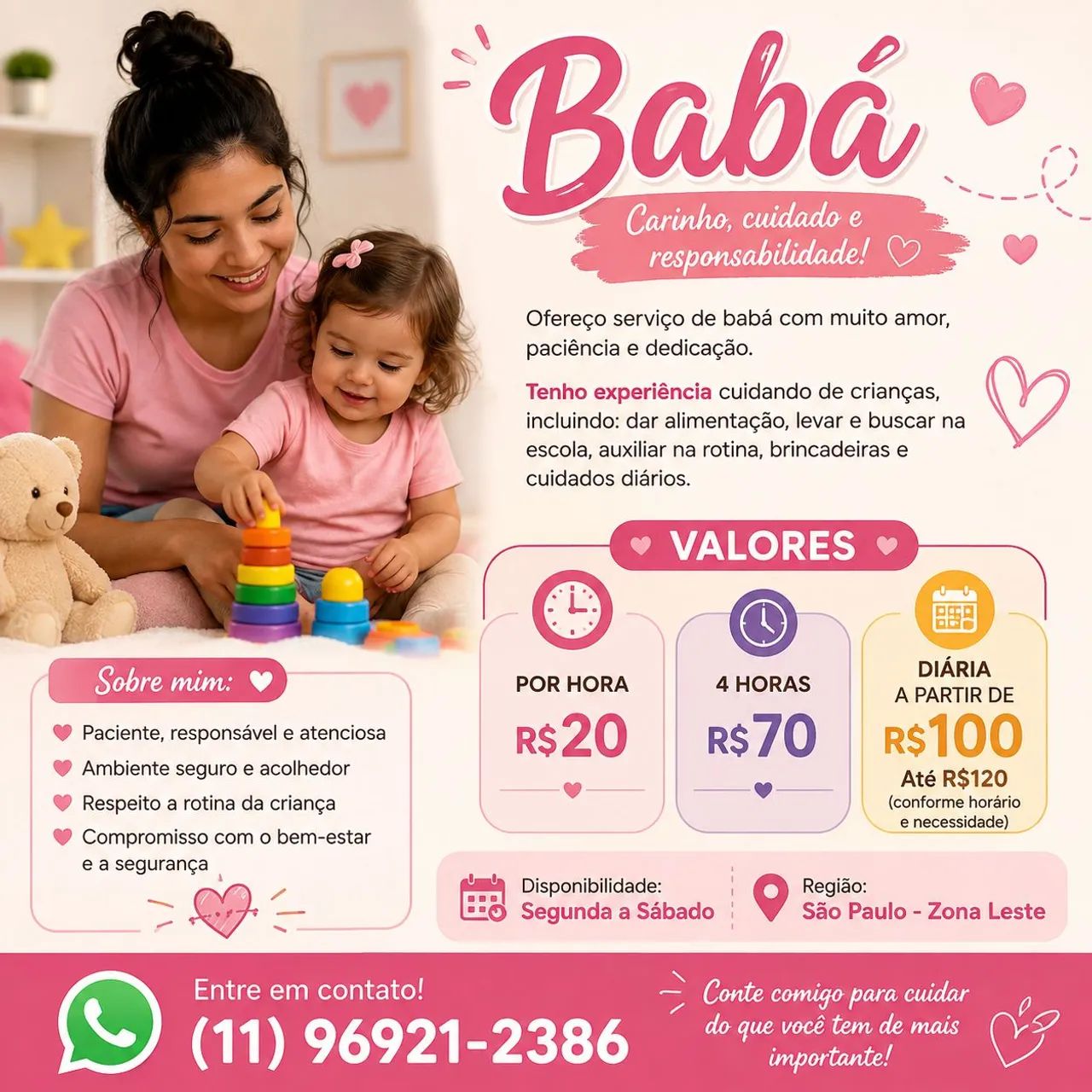 ? Babá - Cuidados com carinho e responsabilidade ?