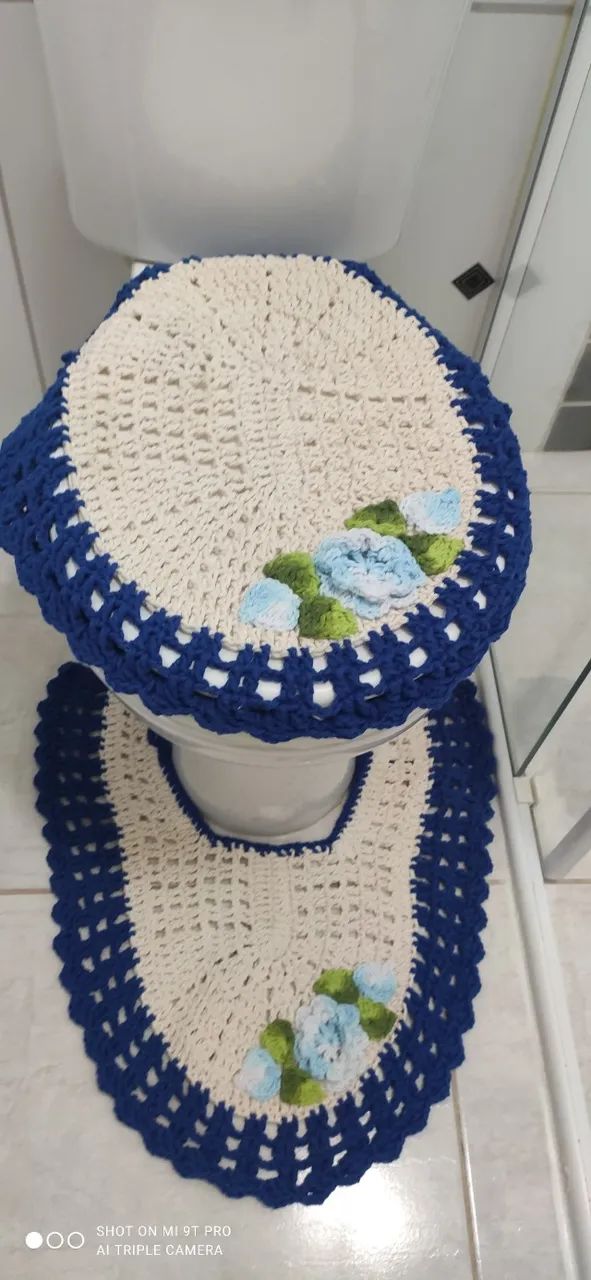 Kit tapetes em crochê para banheiro