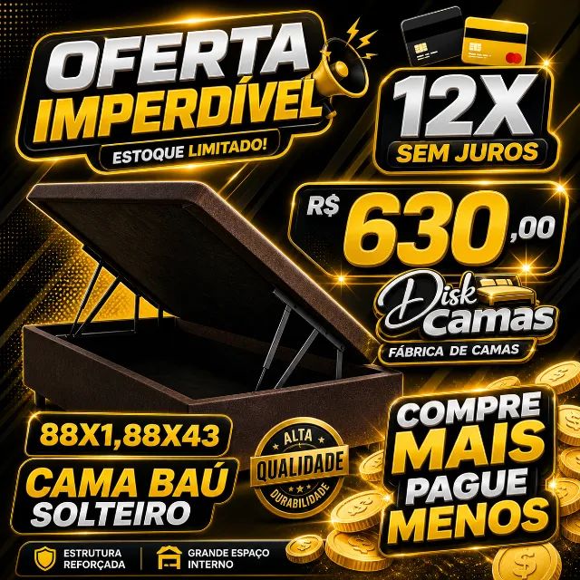 Cama Baú Solteiro Com Espaço Interno Grande R$630 Promoção