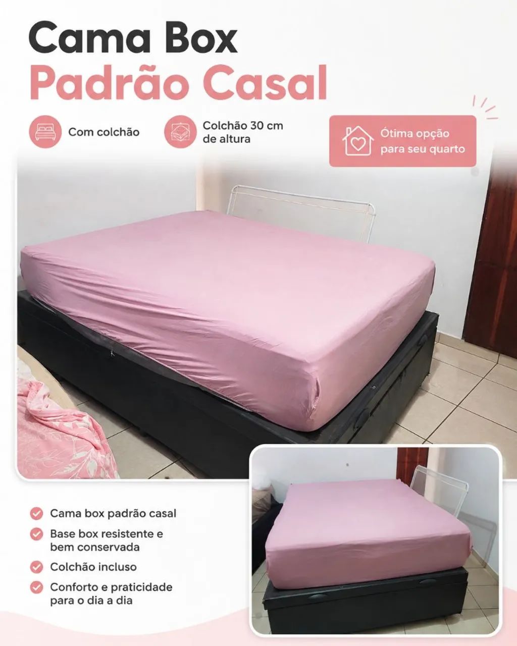 Cama box + colchão 